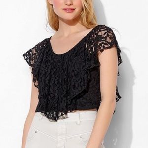 Kimchi Blue (Urban Outfitters) Black Lace Crop Top
